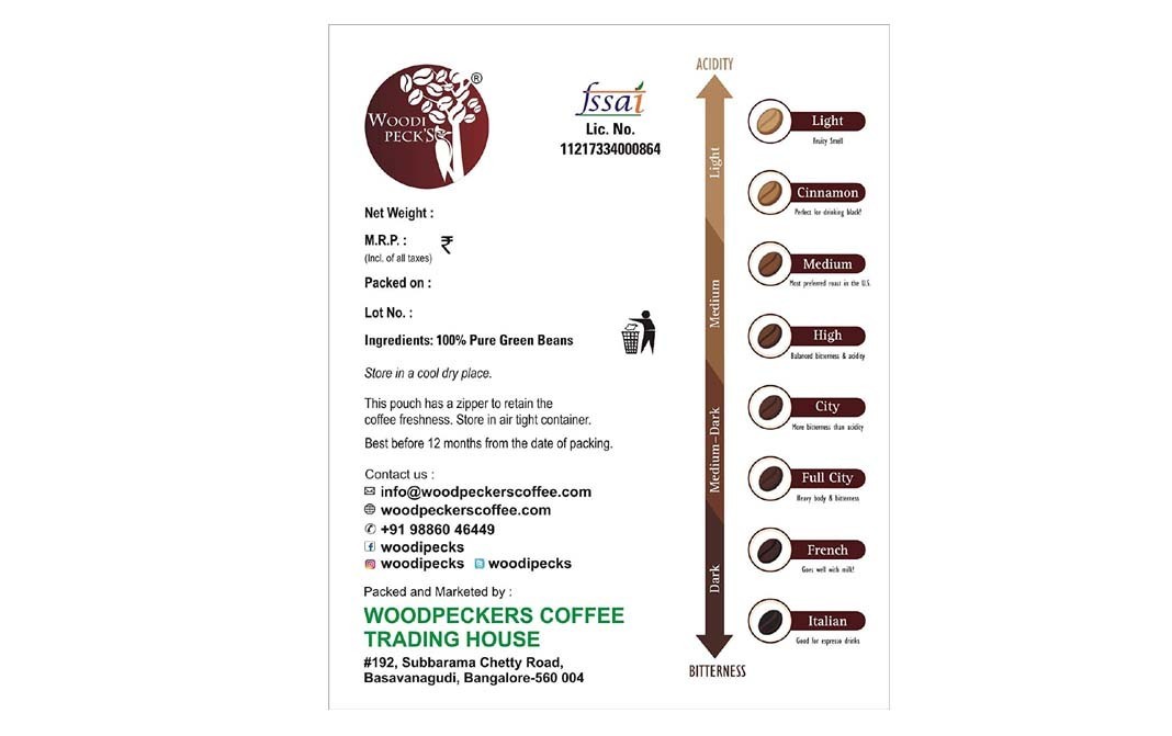 Woodi Peck's Green Coffee Beans, Manjarabad   Box  200 grams